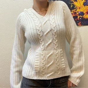Cable Knit Pullover Hoodie Sweater